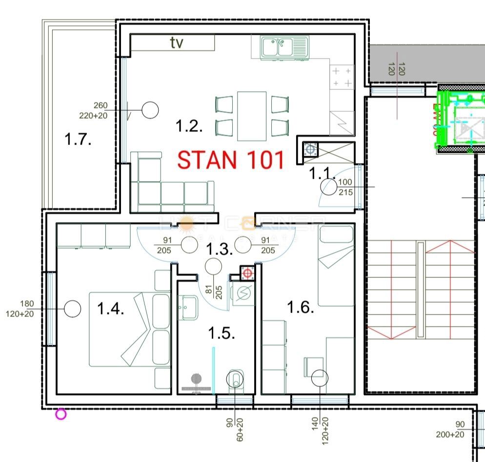 Polazzo - appartamento di 59 m², terrazza e parcheggio, 3 ° piano