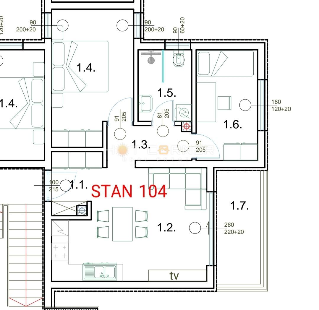 Pula - nuovo edificio, appartamento di 59 m² con terrazza e parcheggio