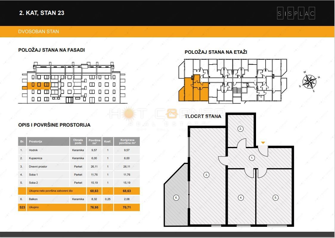 Appartamento Sv. Polikarp / Sisplac, Pula, 71m2