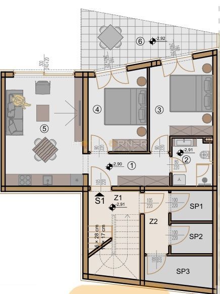 Medulin, 650 m dalla spiaggia, nuovo, appartamento al piano terra, 2 camere da letto con 175 m² di giardino