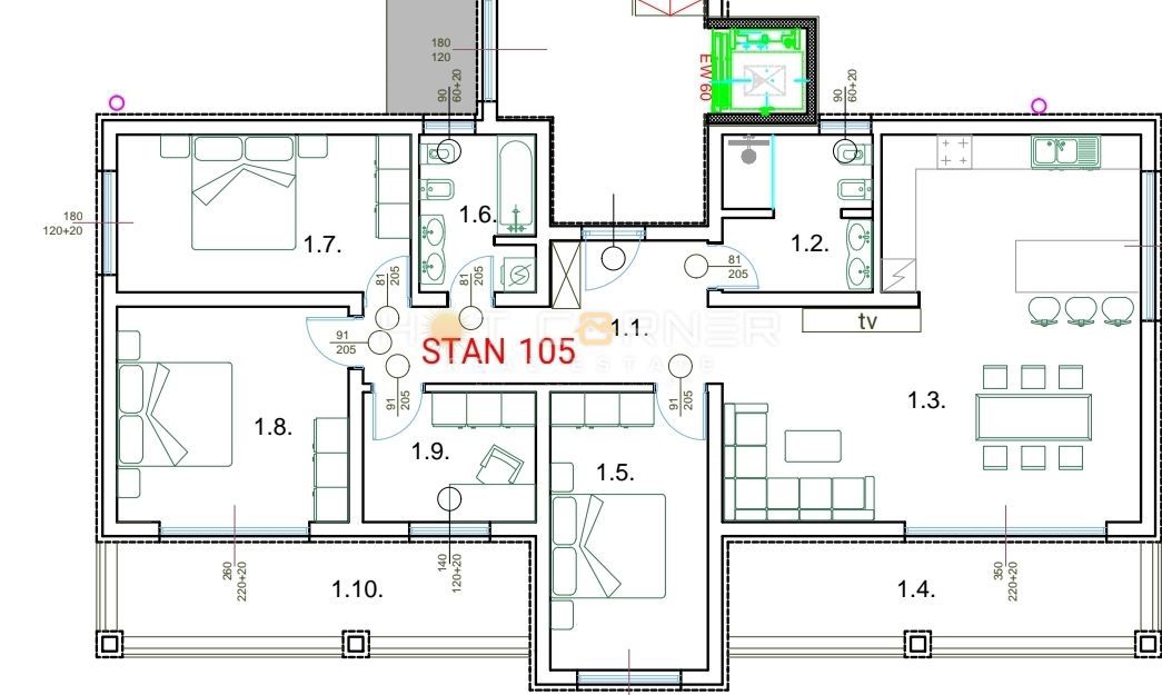 PolA - ampio appartamento di 126 m², due terrazze, 2 posti auto