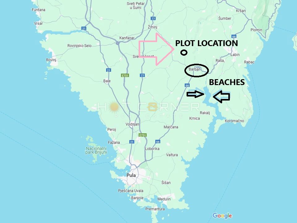 Barban, terreno edificabile per casa vacanza, vista mare