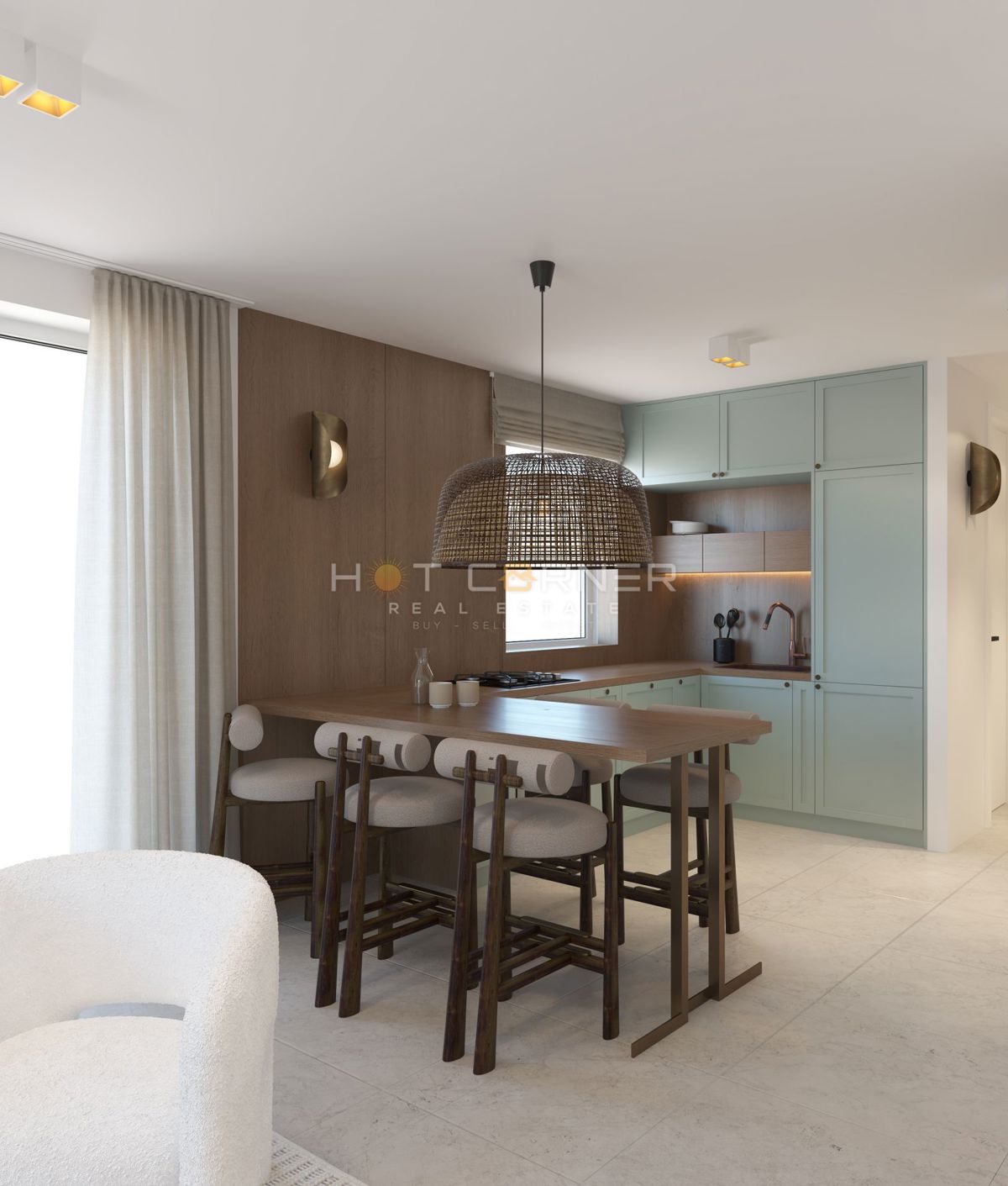 Elegante appartamento su tre livelli con giardino e vista mare