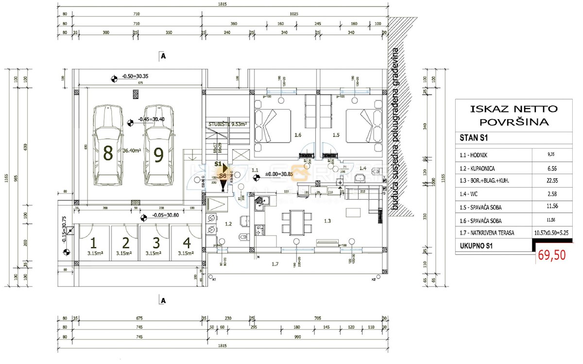 Appartamento Štinjan, Pula, 77m2