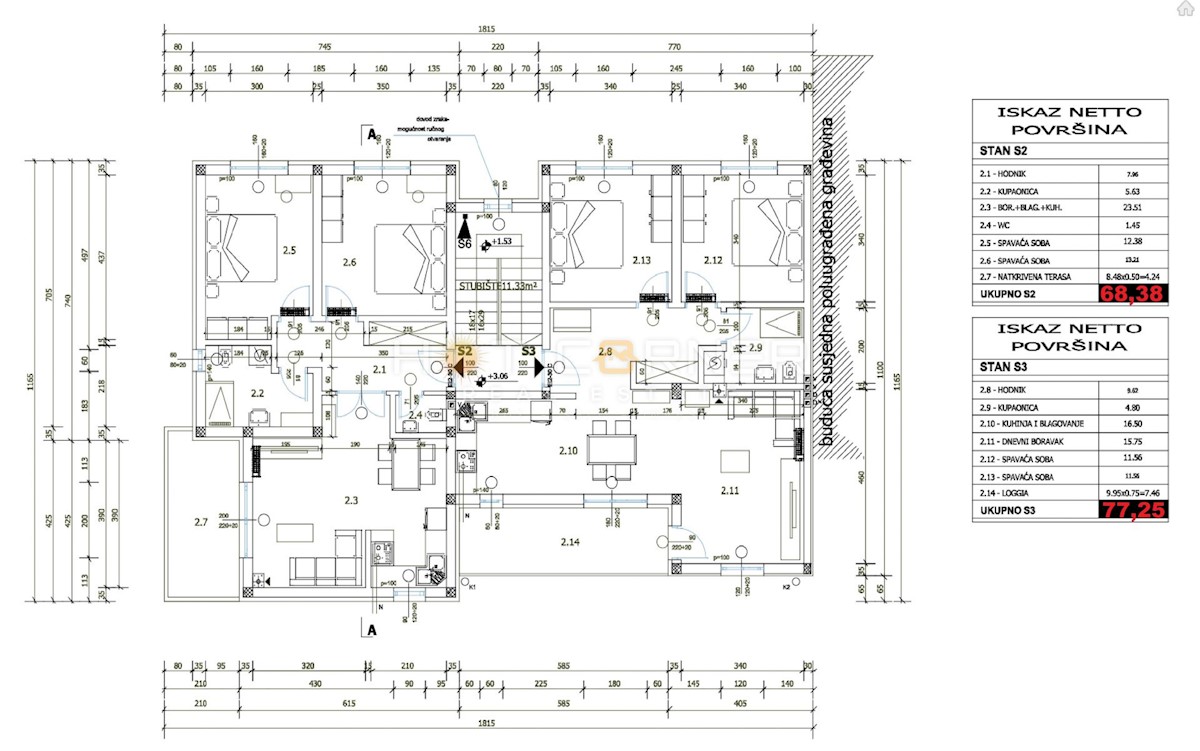 Appartamento Štinjan, Pula, 77m2