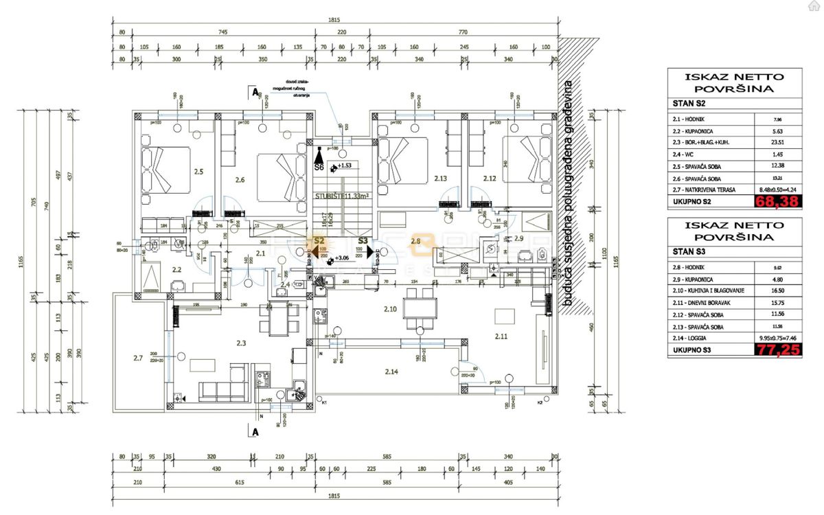 Appartamento Štinjan, Pula, 77m2