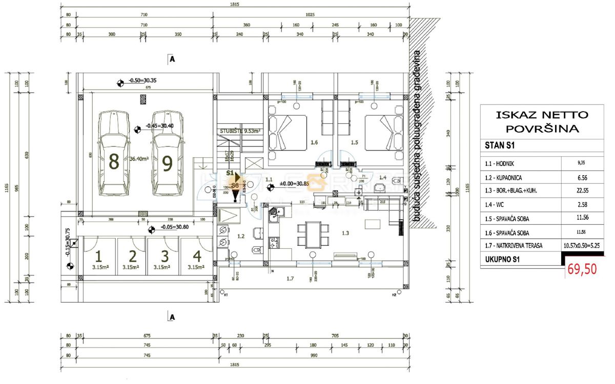 Appartamento Štinjan, Pula, 77m2