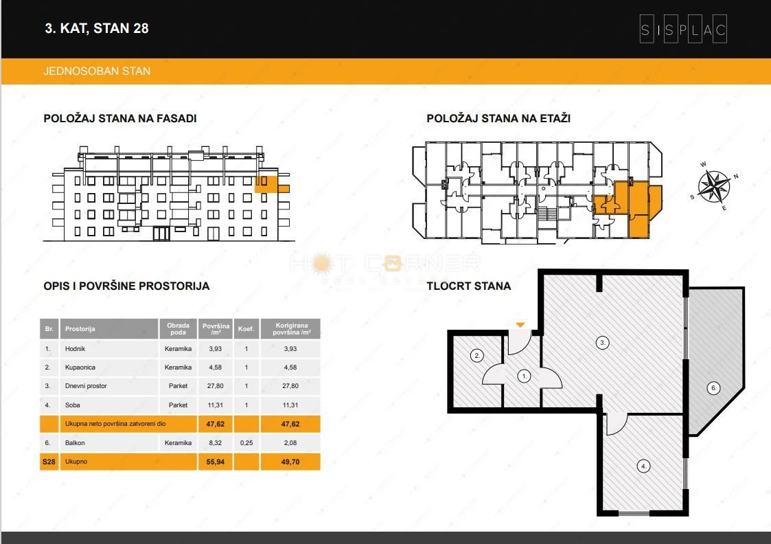 Appartamento Sv. Polikarp / Sisplac, Pula, 49,70m2