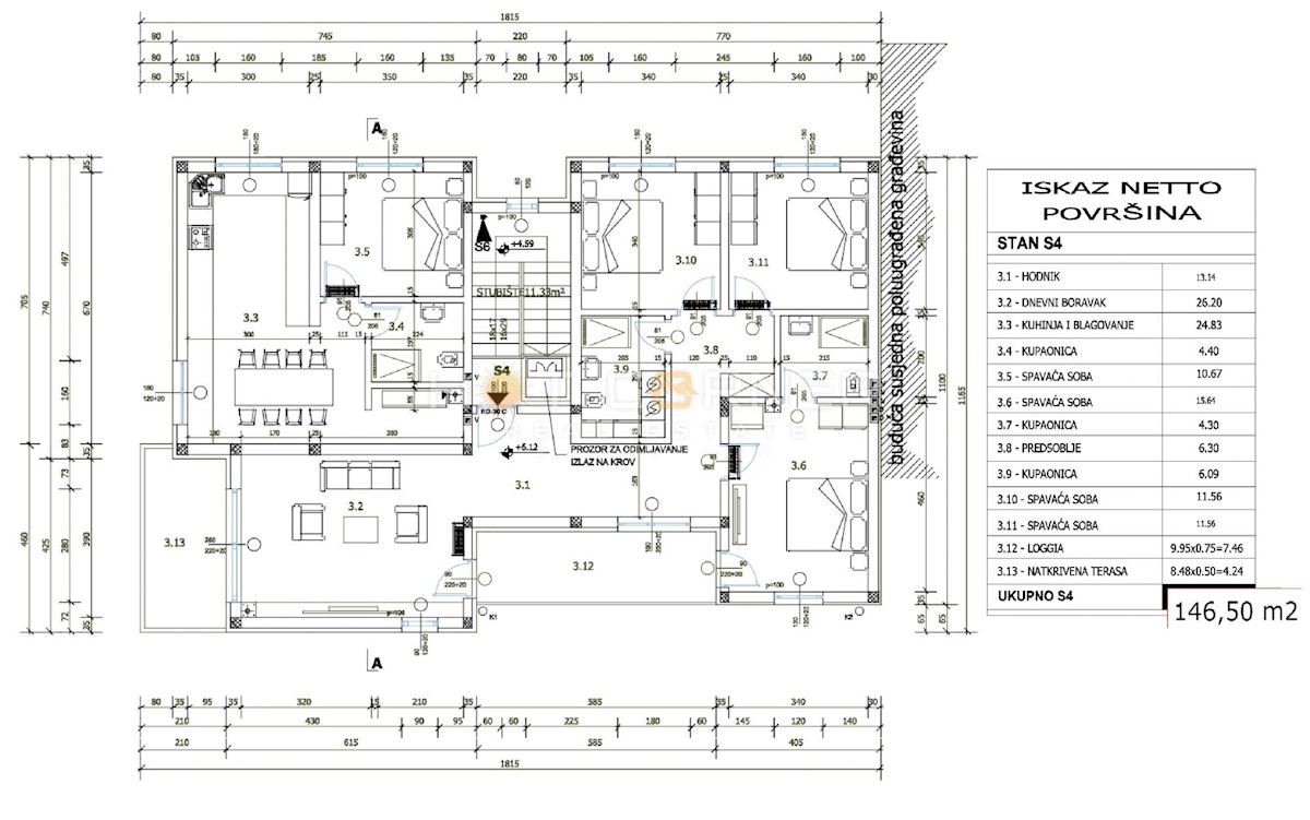 Appartamento Štinjan, Pula, 146m2