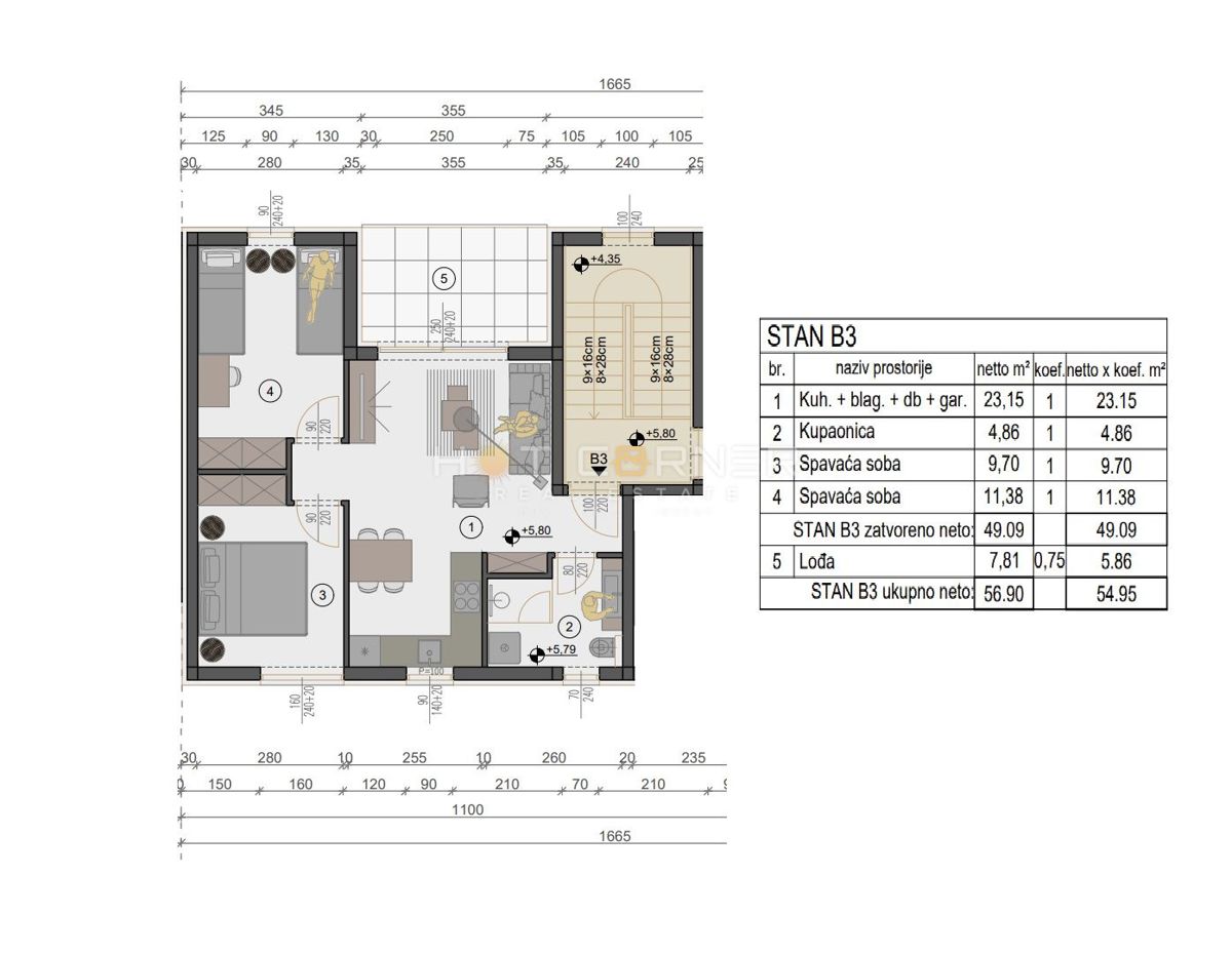 Appartamento Štinjan, Pula, 55m2