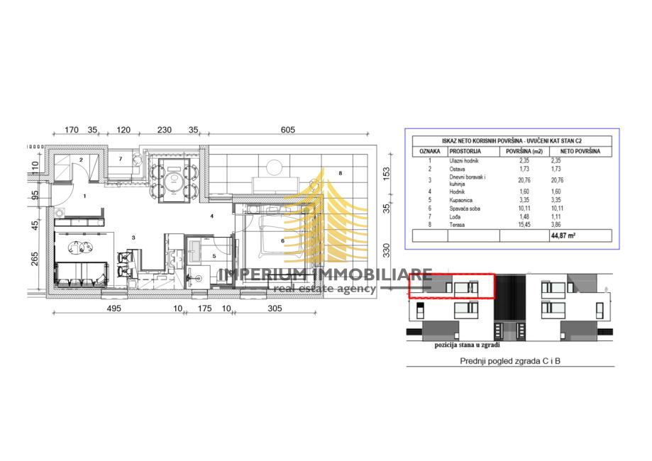 Appartamento, Vendita, Novi Zagreb - Zapad, Trokut, 44,87 m², 2 locali