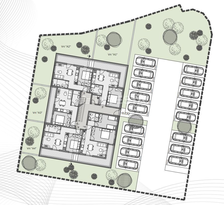 Zona Pula, bilocale al piano terra di nuova costruzione, 2 posti auto