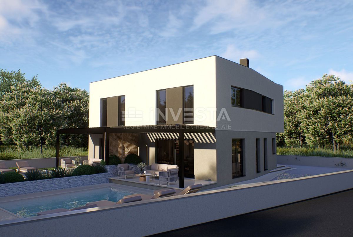 Ližnjan, Moderna villa bifamiliare con piscine