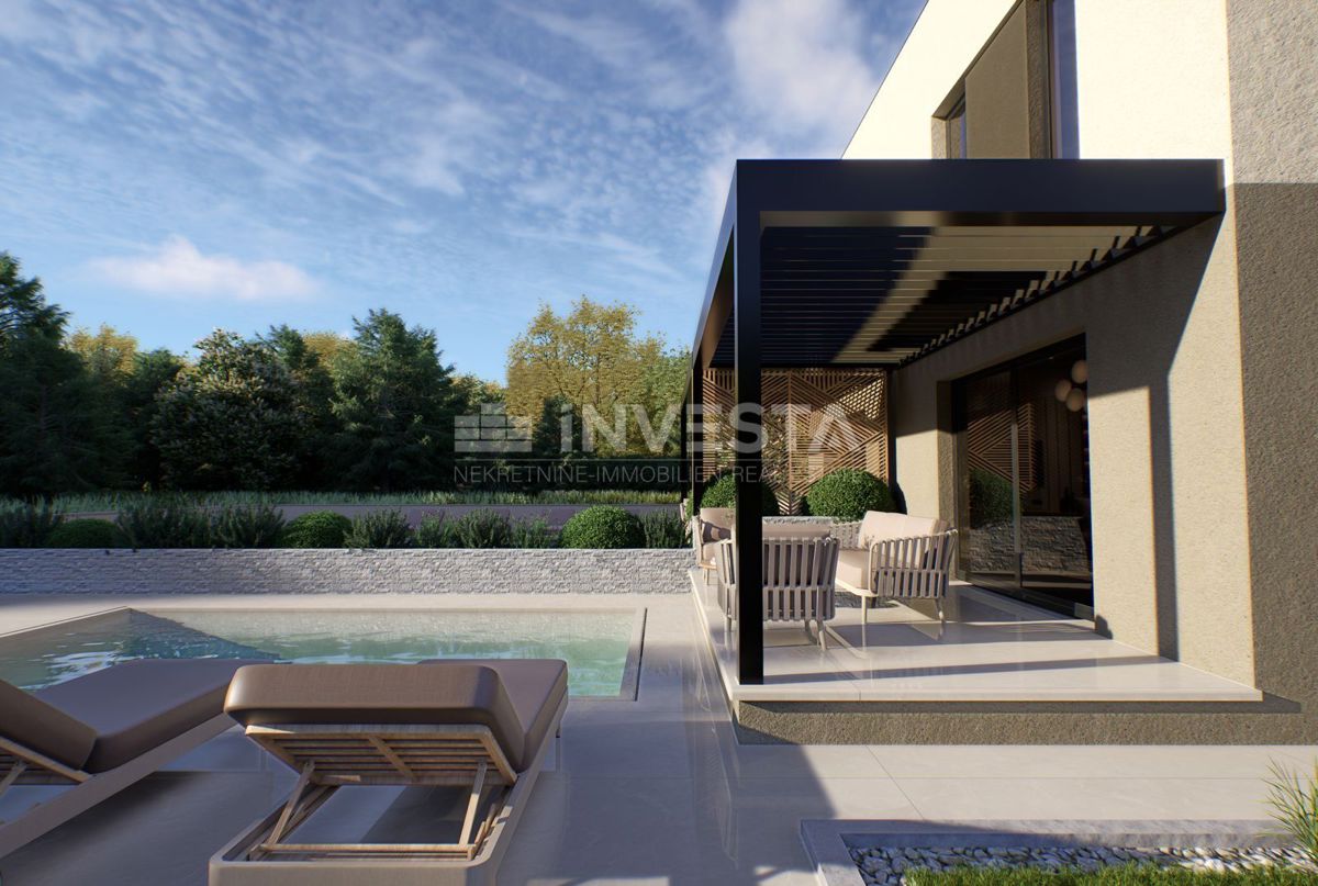 Ližnjan, Moderna villa bifamiliare con piscine