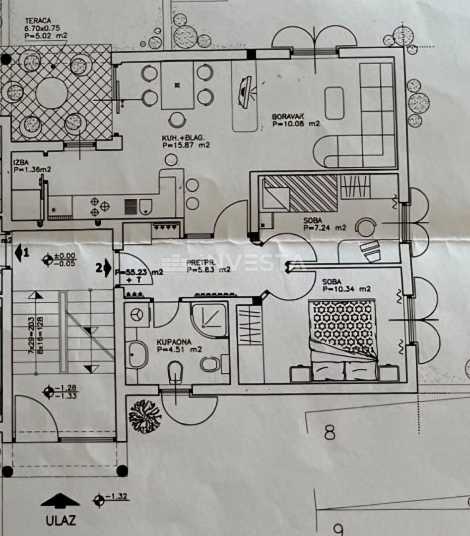 Appartamento con 2 camere da letto e terrazza, a 700 m dalla spiaggia, Valbandon