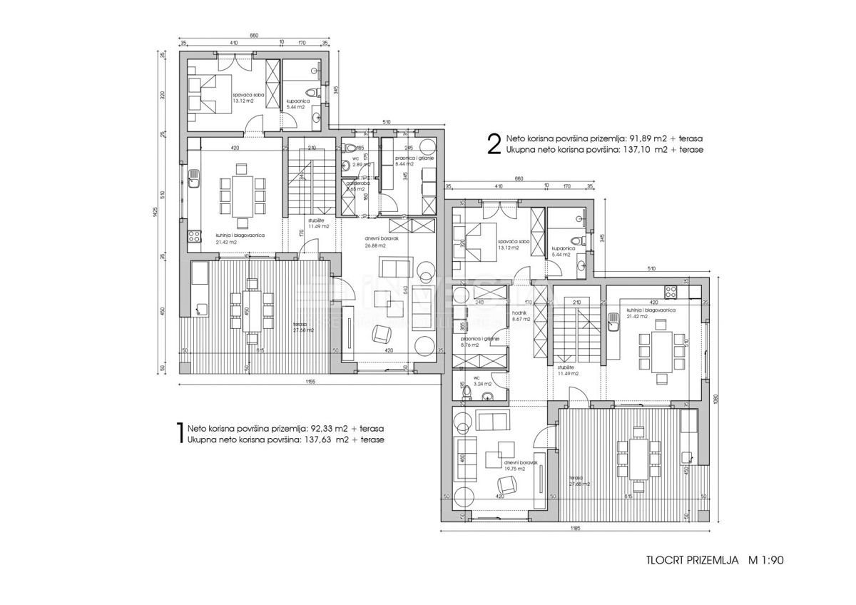 Zona di Vodnjan, villa bifamiliare con piscina