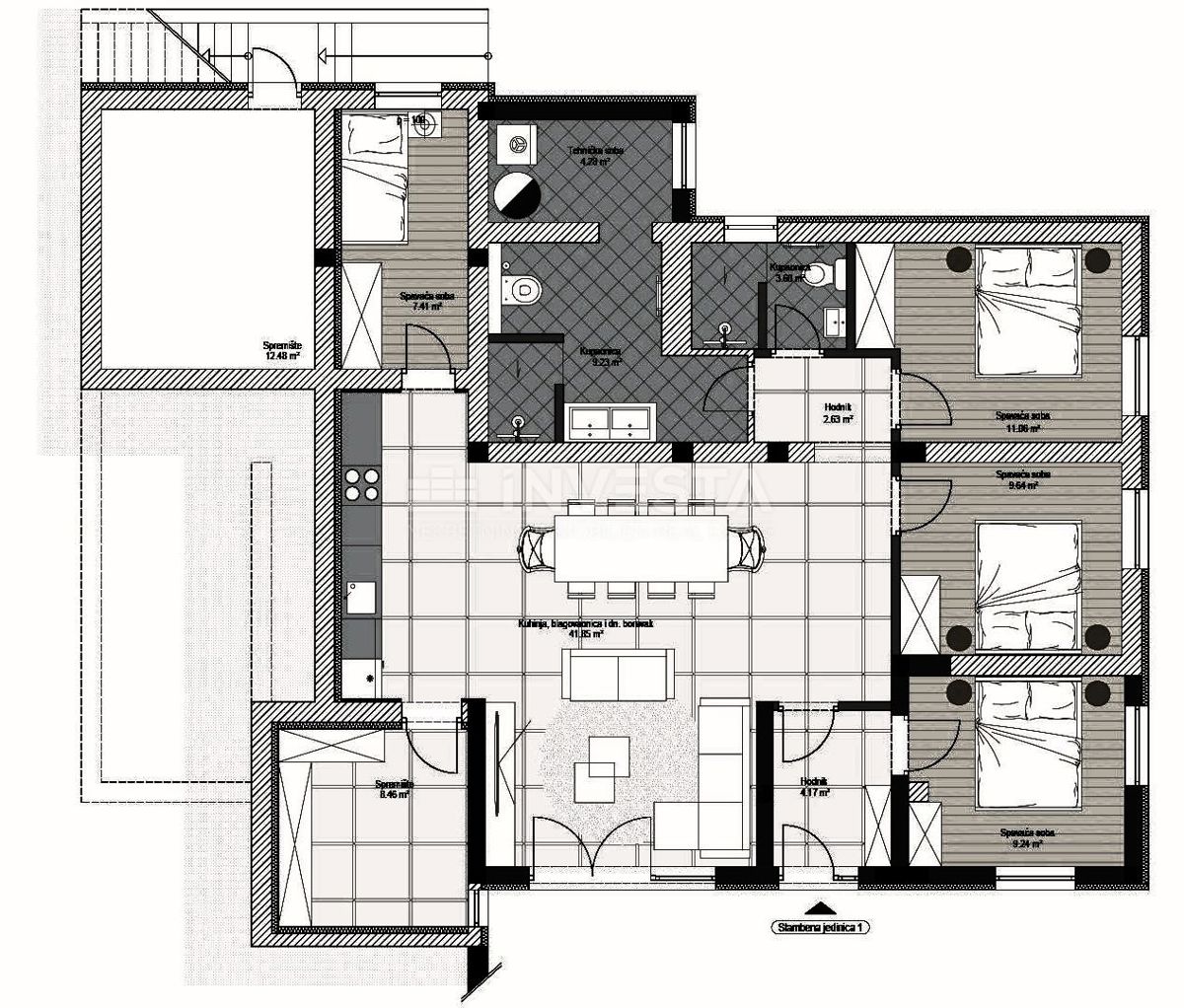 Premantura, appartamento lussuoso e spazioso di 123m2 con giardino e jacuzzi