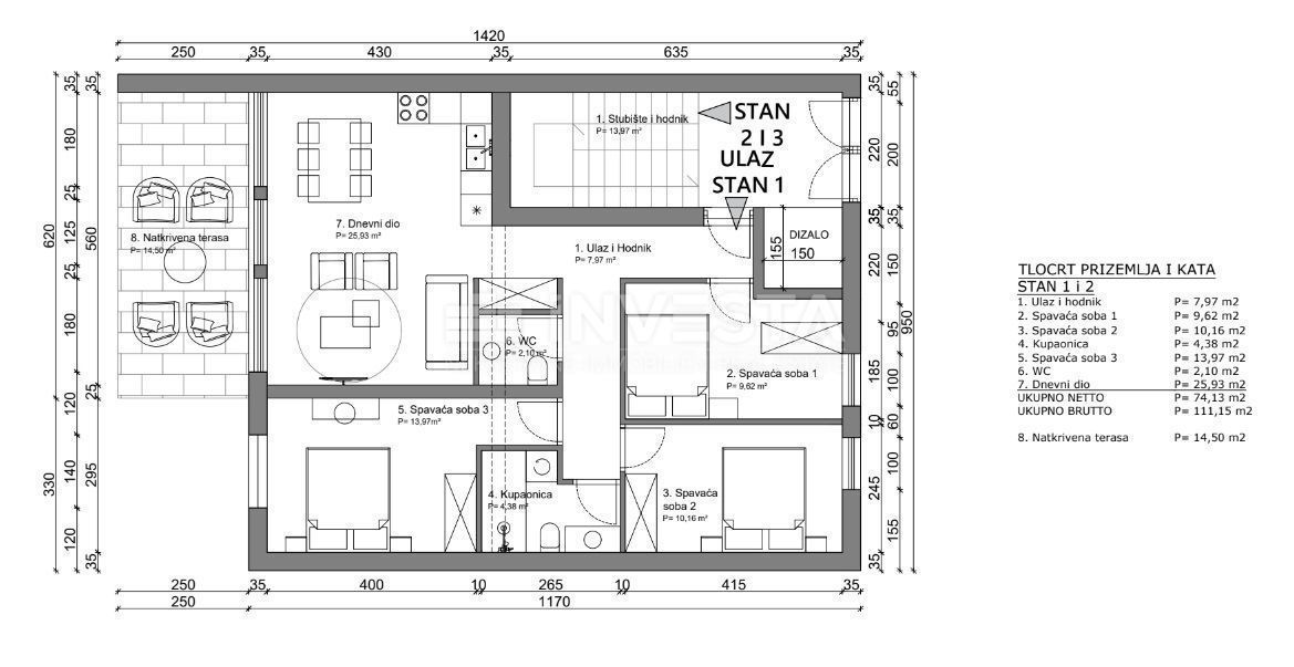 Parenzo, spazioso appartamento al piano terra di una nuova costruzione, 3 camere da letto