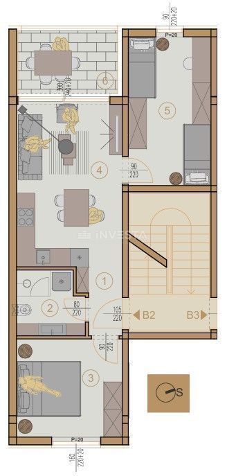 Pula Šijana, appartamento con 2 camere da letto, 1° piano, nuova costruzione, parcheggio