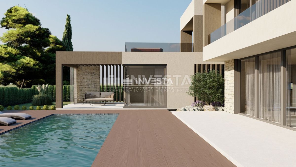 Labinci, terreno edificabile con progetto per una villa con piscina