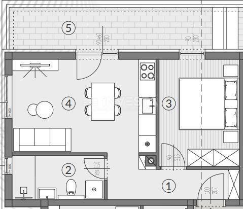 Zona Pola, appartamento monolocale al 1° piano di una nuova costruzione, parcheggio