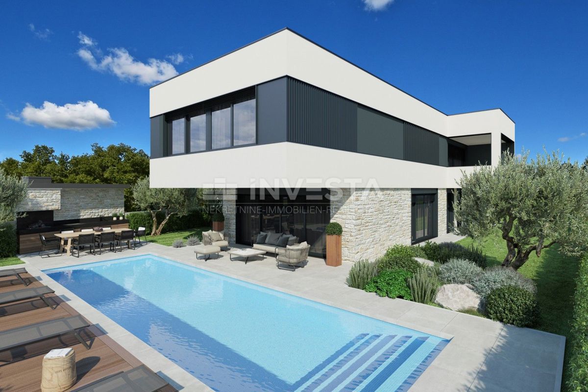 Zona di Poreč, villa moderna con vista mare