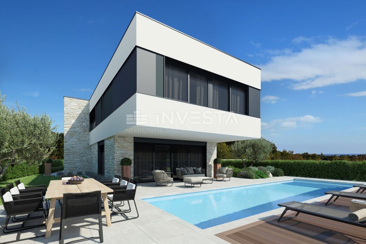Zona di Poreč, villa moderna con vista mare
