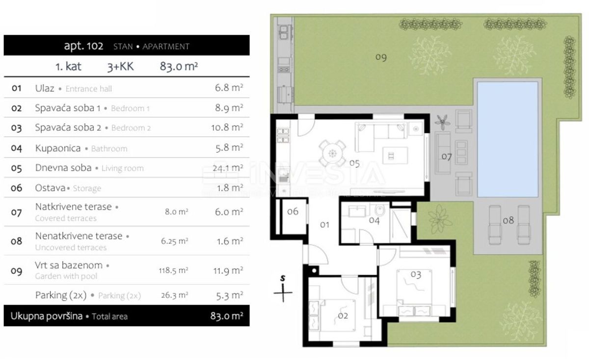 Medolino, Promontore, appartamento di 95 m² con piscina privata, giardino e 2 posti auto