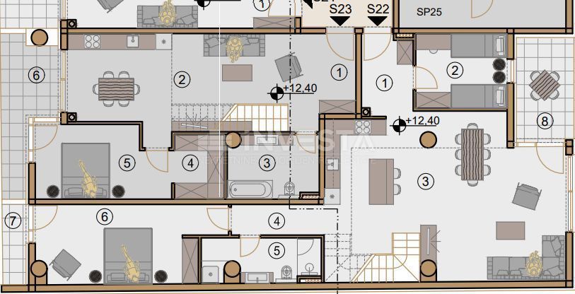 Pula, Centro, appartamento duplex al 4° piano 166,02 m2, 4 camere + soggiorno, nuova costruzione