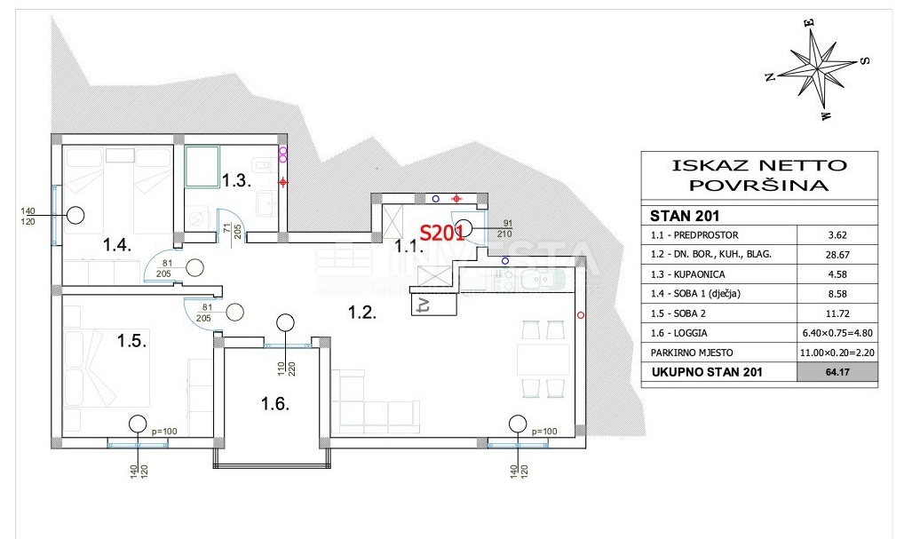 Appartamento al 2° piano, 2 camere da letto, terrazza, parcheggio, vicino al mare