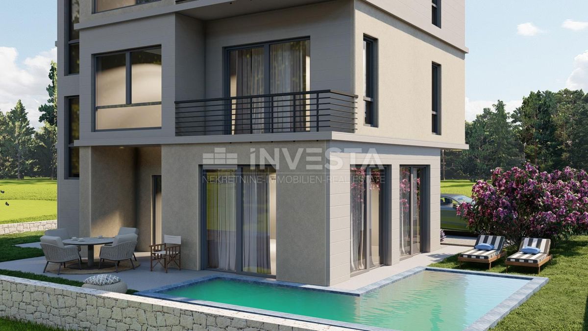 Appartamento moderno con piscina e giardino al piano terra