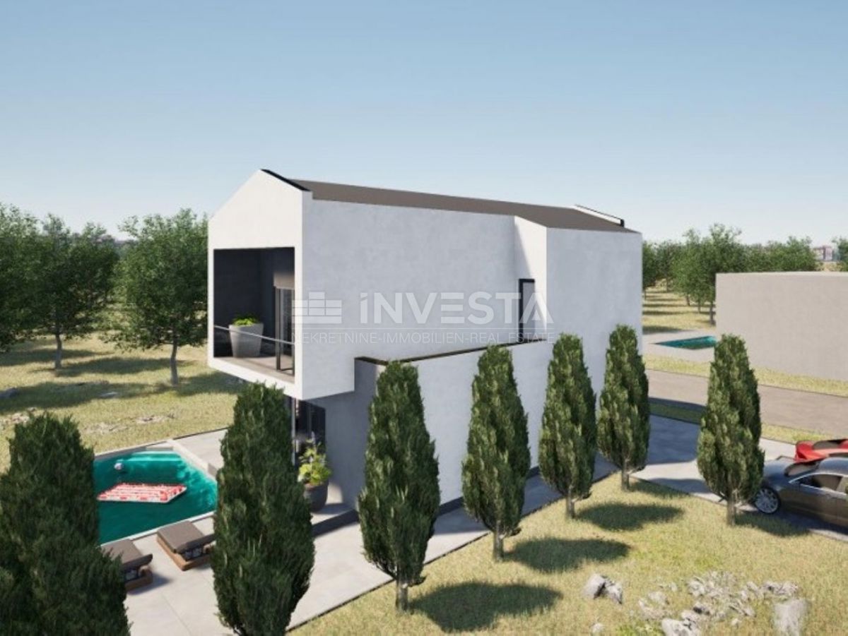 Dintorni di Žminj - terreno edificabile di 612 m² con progetto concettuale