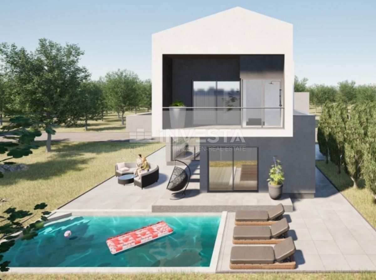 Dintorni di Žminj - terreno edificabile di 612 m² con progetto concettuale