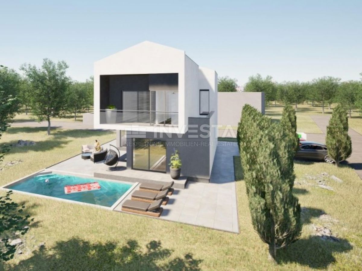 Dintorni di Žminj - terreno edificabile di 612 m² con progetto concettuale