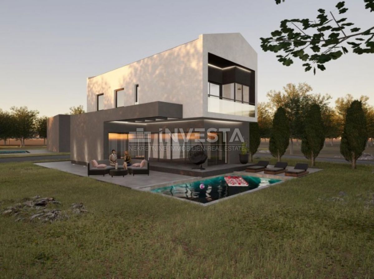Dintorni di Žminj - terreno edificabile di 612 m² con progetto concettuale