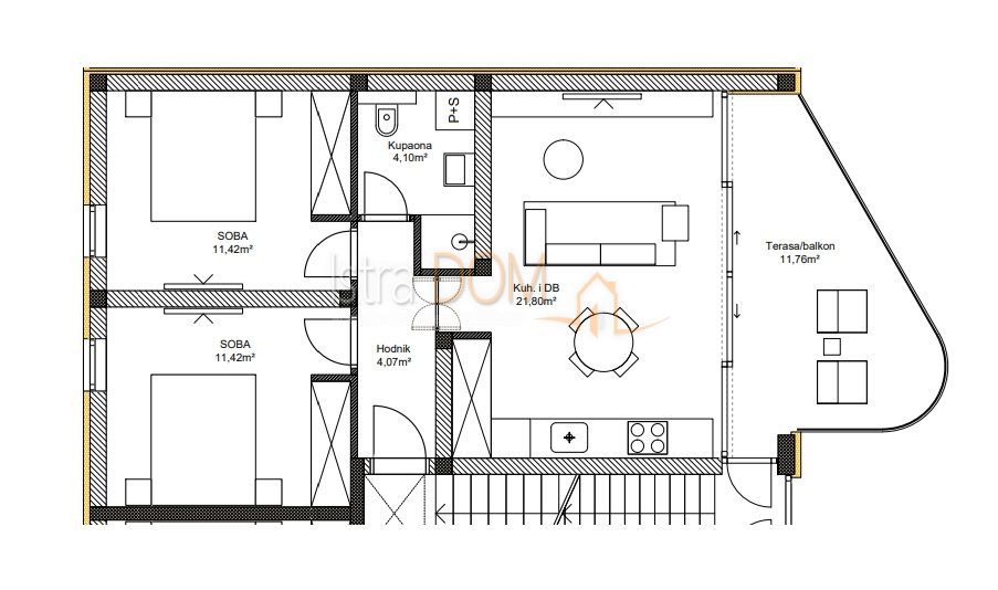 Appartamento Tar, Tar-Vabriga, 79m2