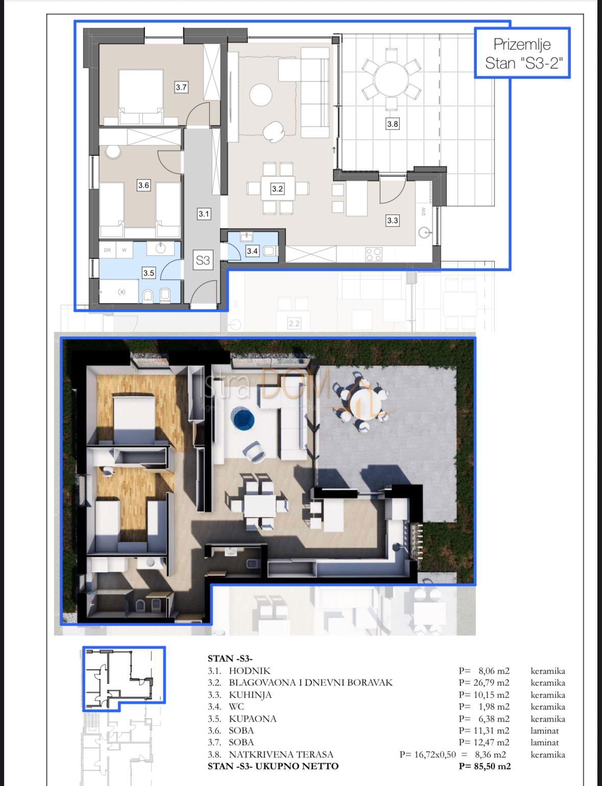 Appartamento Labin, 85,50m2