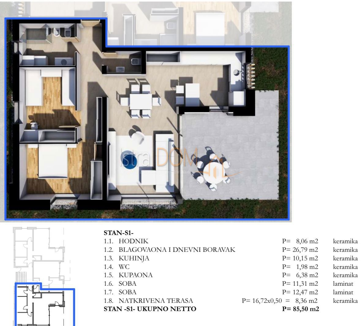 Appartamento Labin, 85,50m2