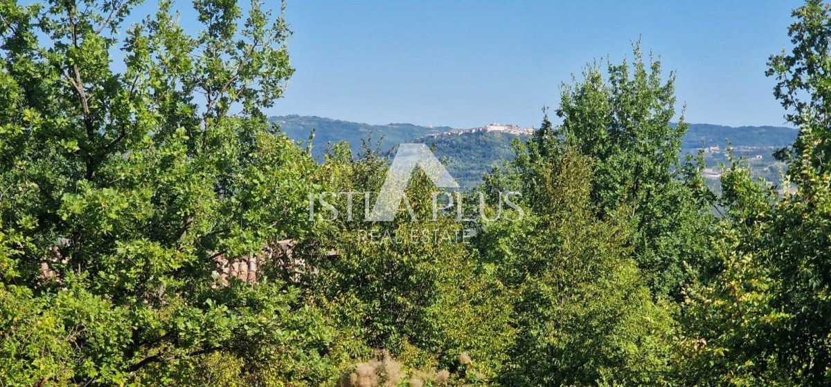 Una proprietà unica, un grande terreno edificabile e una grande casa agricola + pietra su una collina con vista su Montona