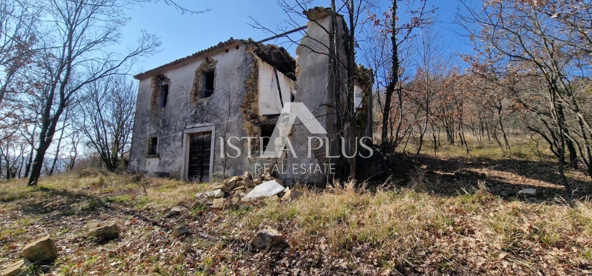 Una proprietà unica, un grande terreno edificabile e una grande casa agricola + pietra su una collina con vista su Montona