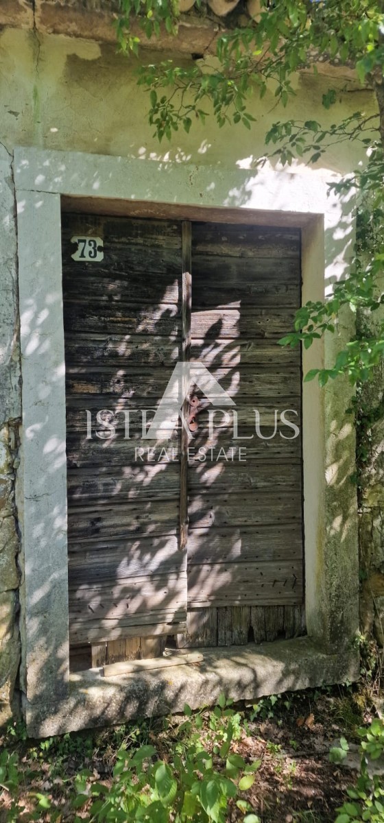 Una proprietà unica, un grande terreno edificabile e una grande casa agricola + pietra su una collina con vista su Montona
