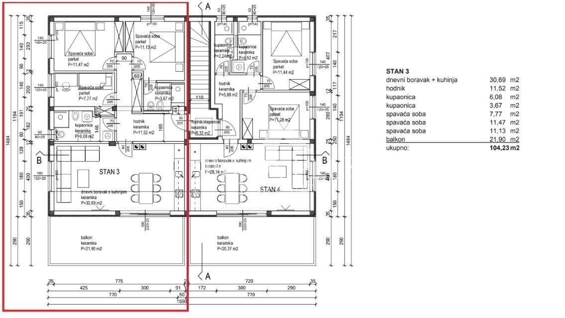 Parenzo - periferia, posizione eccellente! Appartamento con tre camere da letto, a 2 km dalla città