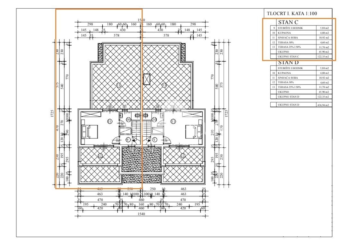 Tar, Appartamento su due piani e terrazzo vista mare! 3 camere da letto e 2 bagni