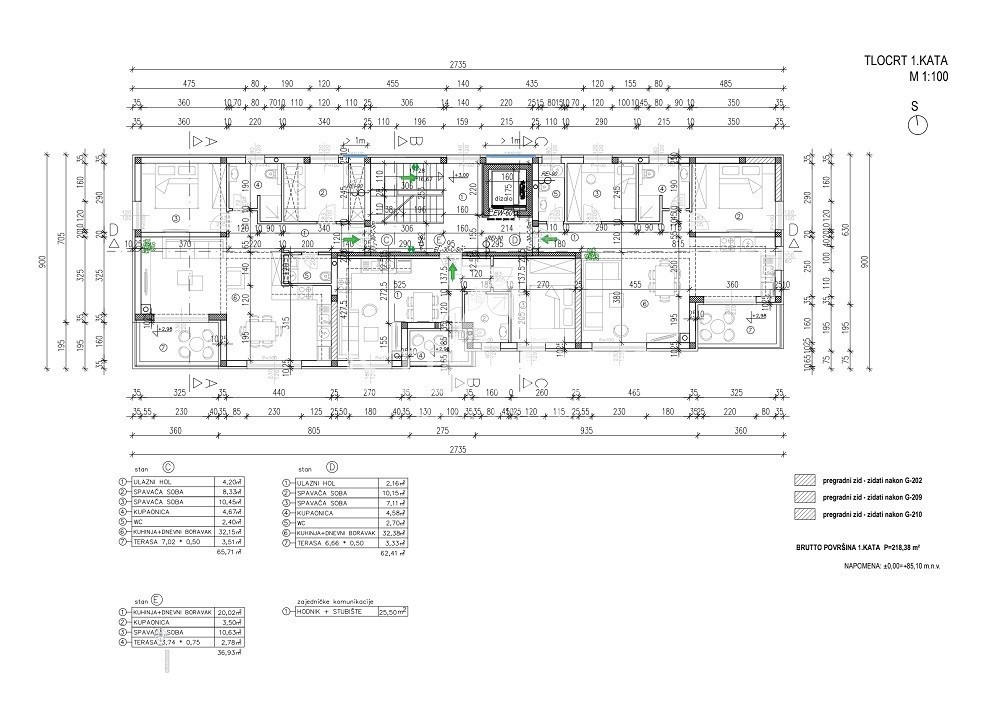 Moderno condominio con ascensore - appartamenti al primo piano 37m2, 62m2 e 65m2