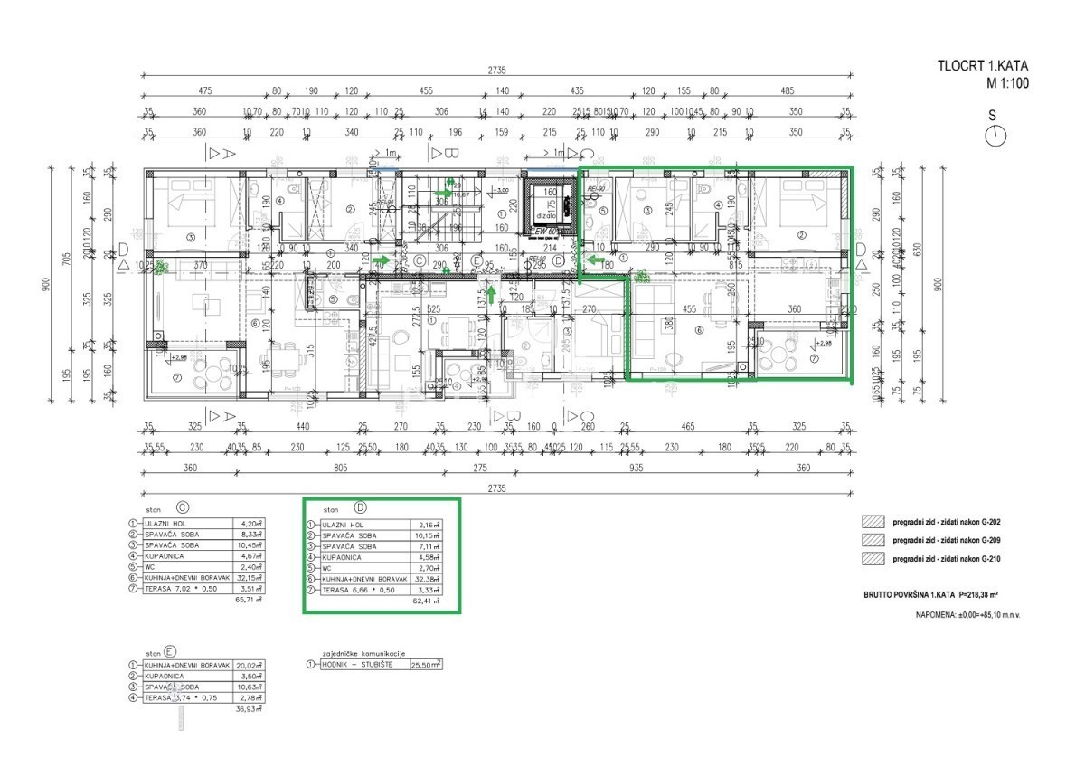 Appartamento con due camere da letto in palazzina con ascensore al 1° piano - 2 km dal mare