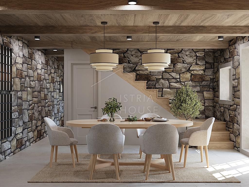 Poreč, dintorni, casa in pietra di design con piscina