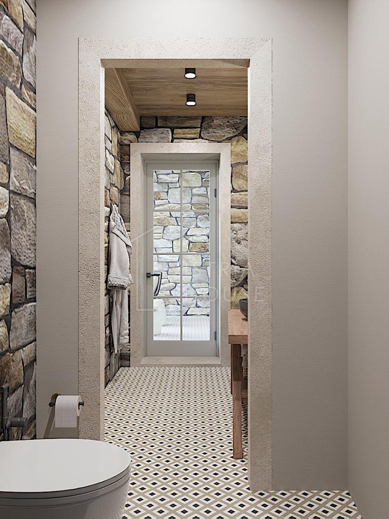 Poreč, dintorni, casa in pietra di design con piscina