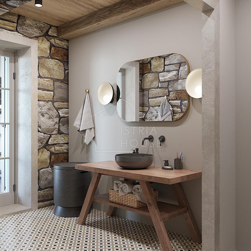 Poreč, dintorni, casa in pietra di design con piscina