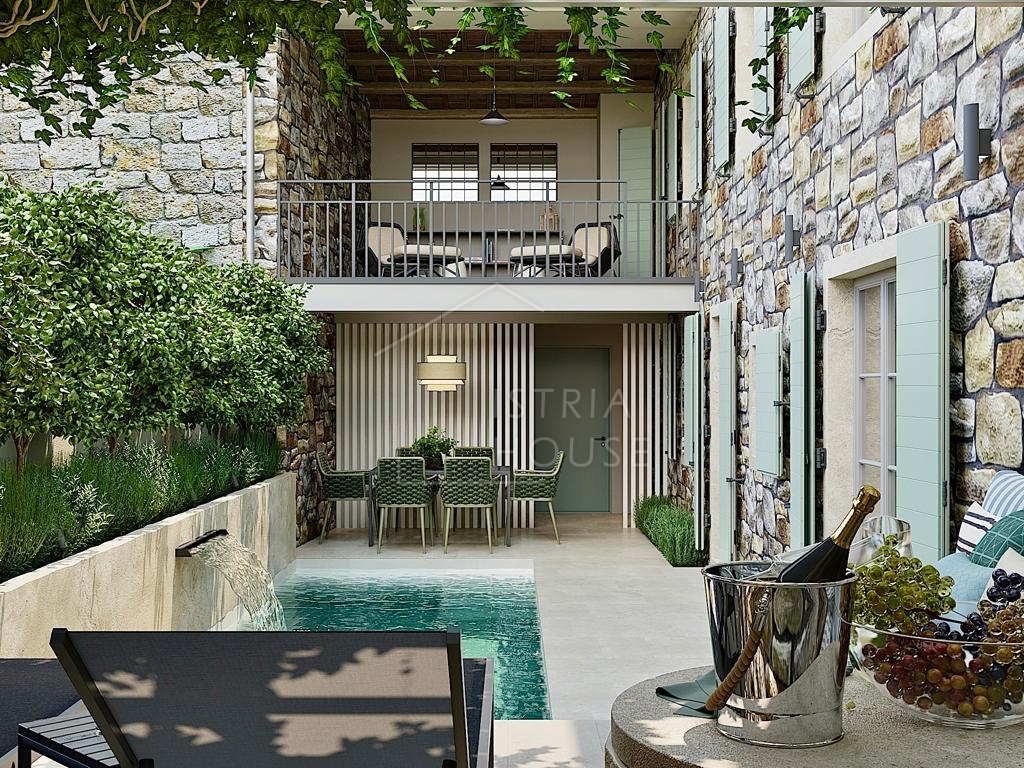 Poreč, dintorni, casa in pietra di design con piscina