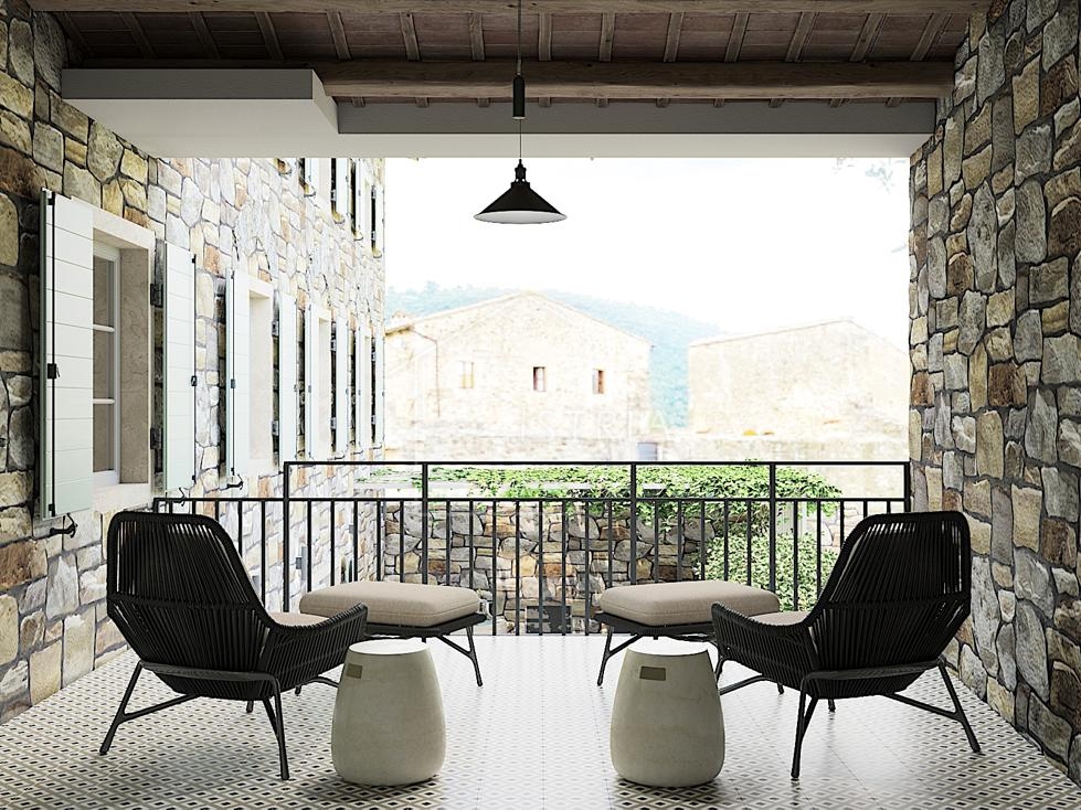 Poreč, dintorni, casa in pietra di design con piscina
